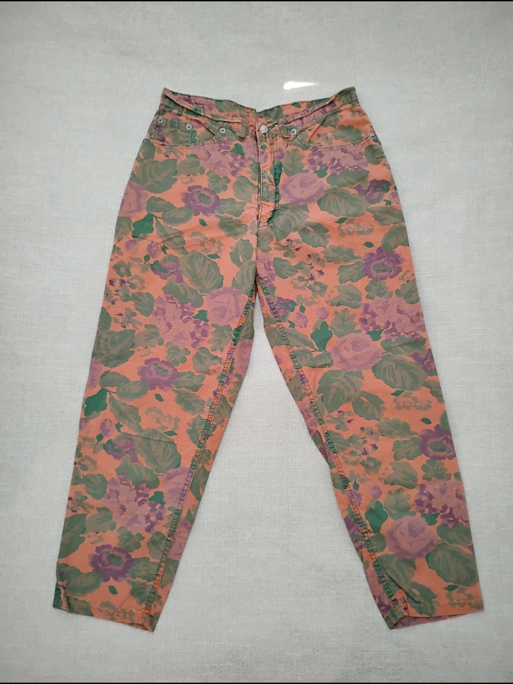 Vintage Floral Cropped Straight leg Pants